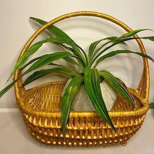 Vintage Rattan Basket with Handle